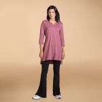 Notched Neck Breathable Pure Cotton Tunic