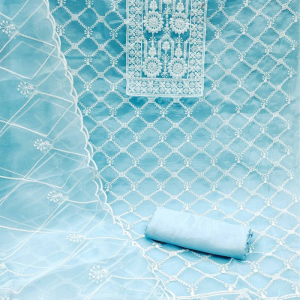 Floral Embroidered Organza Unstitched Dress Material